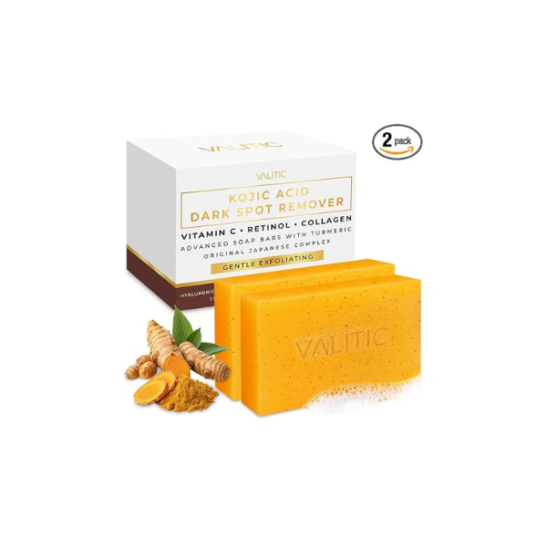 VALITIC Kojic Acid and Turmeric Soap for Dark Spots, Face and Body, 2 Pack