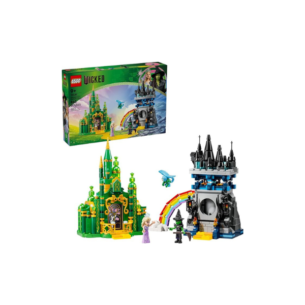 LEGO Wicked Emerald City & Kiamo Ko Castle Building Toy - Elphaba & Glinda Toy Figures, 2 Buildable Playsets, & Flying Monkey Minifigure for Kids, Ages 9+ - Wicked Merch Gift for Girls & Boys - 75689