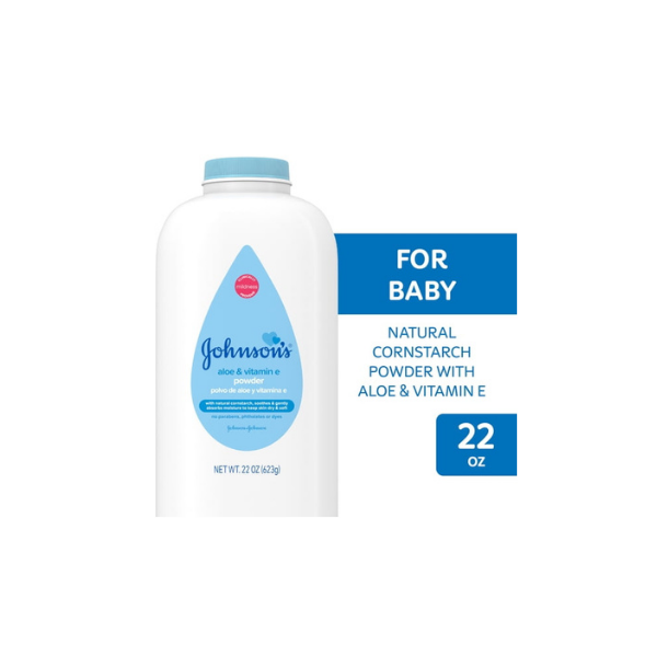 Johnson's Cornstarch Unisex Powder for Baby and Toddler with Aloe & Vitamin E, 22 oz
