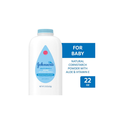 Johnson's Cornstarch Unisex Powder for Baby and Toddler with Aloe & Vitamin E, 22 oz