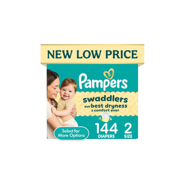 Pampers Swaddlers Fragrance Free Baby Diapers Size 2, 144 Count (Select for More Options)