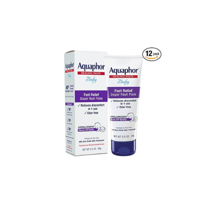 Aquaphor Baby Diaper Rash Paste - For Serious Diaper Rash and Flare-ups - 3.5 Oz. Tube (Pack of 12)