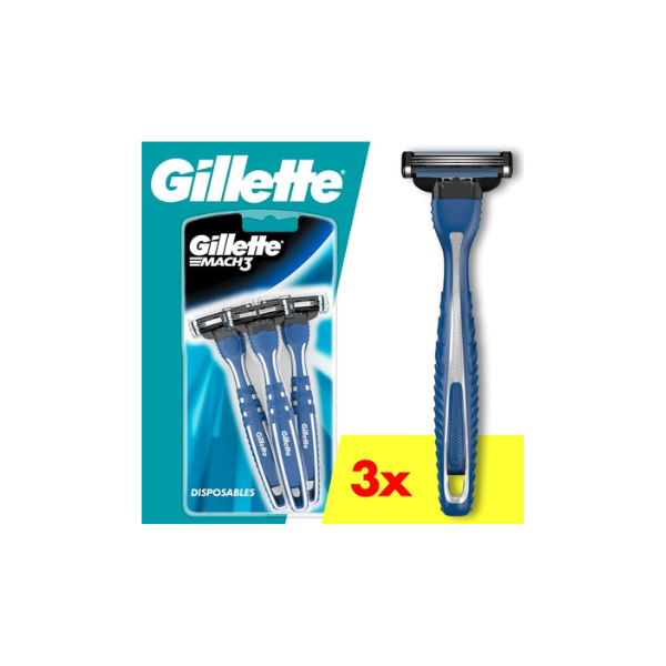 Gillette Mach3 Men’s Disposable Razors, 3 Count, Blue