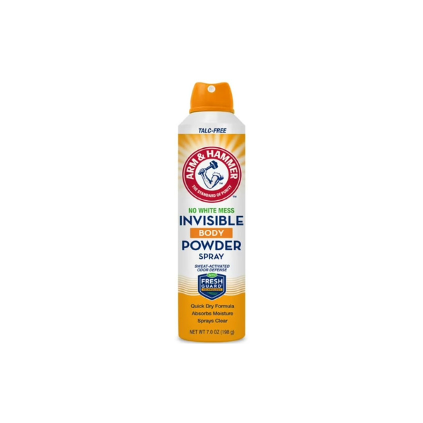 Arm & Hammer Invisible Body Powder Spray, Clear Talc-Free Body Odor & Sweat Control for Men & Women, Spray Body Powder for Women and Men, Arm and Hammer Body Spray Powder, 7 Oz (1 Pack)
