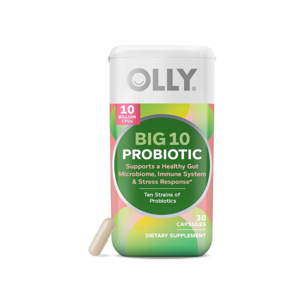 OLLY Big 10 Probiotic, Healthy Gut Microbiome, 10 Billion CFUs - 30 Count
