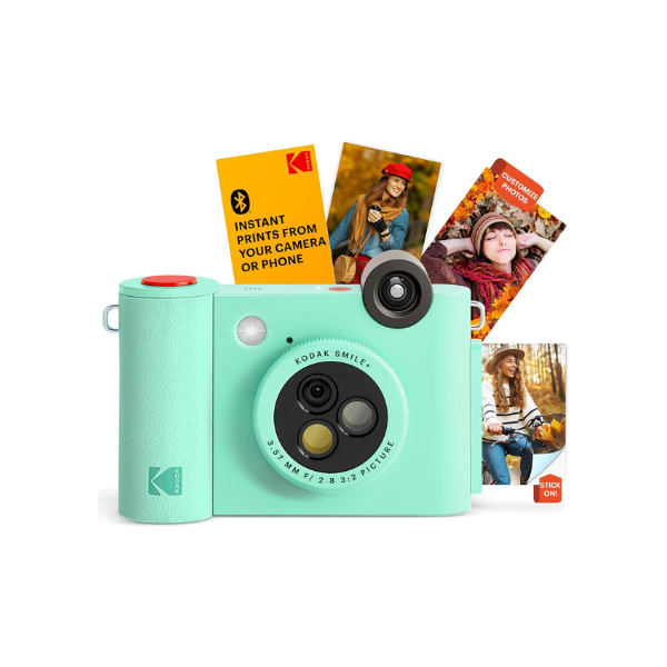Kodak Smile+ 2-in-1 Digital Instant Print Camera & Wireless Bluetooth Photo Printer - 10MP, Special-Effect Rotating Lens, Zink 2x3” Sticky-Back Photos, Print via Fun App from Smart Devices - Green