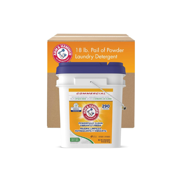 Arm & Hammer Powder Laundry Detergent, Professional Soap for Washing Clothes, 290 Loads, Free and Clear, Bulk 18lb Pail