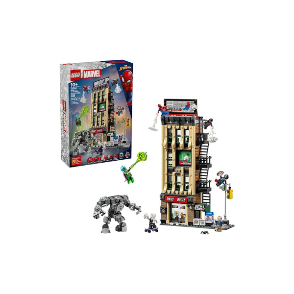 LEGO Marvel Spider-Man vs. Mysterio: The Daily Bugle Building Toy - Pretend Play Set with 7 Minifigures & Rhino Mech - Super Hero Toy for Boys & Girls, Ages 10+ - Gift Idea for Birthdays - 76342