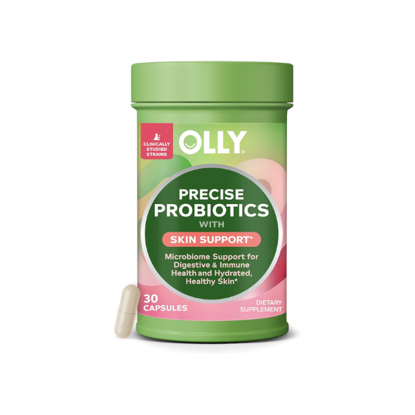 OLLY Precise Probiotics Skin Support Supplement, Supports Your Microbiome, Digestive & Immune Systems and Hydrated Healthy Skin,* Clinically Studied Strains, 30 Count