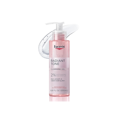 Eucerin Radiant Tone Face Cleanser Gel with 2% Exfoliating AHA Complex, Gentle Face Wash Improves Skin Clarity and Boosts Radiance, All Skin Types, 6.8 Fl Oz Bottle