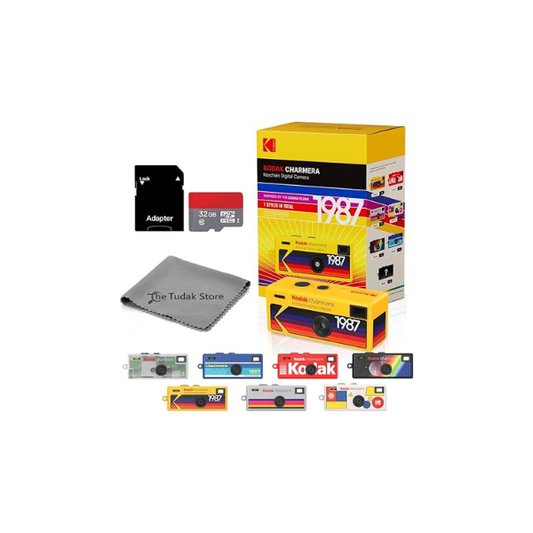Kodak Charmera Keychain Digital Camera Blind Box, Single Box 1PC – Bundled with Tudak Store Microfiber Cloth, 32GB MicroSD Card & Adapter – 1.6MP Digicam, Video Recording, Gift for Teens & Adults