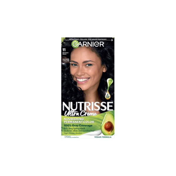 Garnier Nutrisse Nourishing Hair Color Creme, 11 Blackest Black, 1 Kit