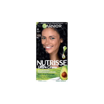 Garnier Nutrisse Nourishing Hair Color Creme, 11 Blackest Black, 1 Kit