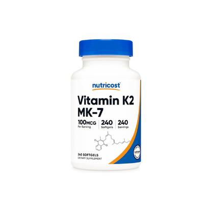 Nutricost Vitamin K2 MK-7 100 mcg, 240 Softgels, Gluten Free, GMO-Free