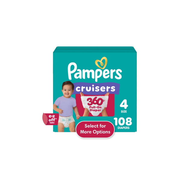 Pampers Cruisers 360 Baby Diapers Size 4, 108 Count (Select for More Options)