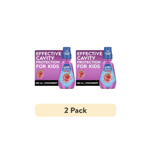 (2 pack) Crest Kid's Anticavity Alcohol Free Fluoride Rinse, Strawberry Rush, 500 mL, Ages 6+