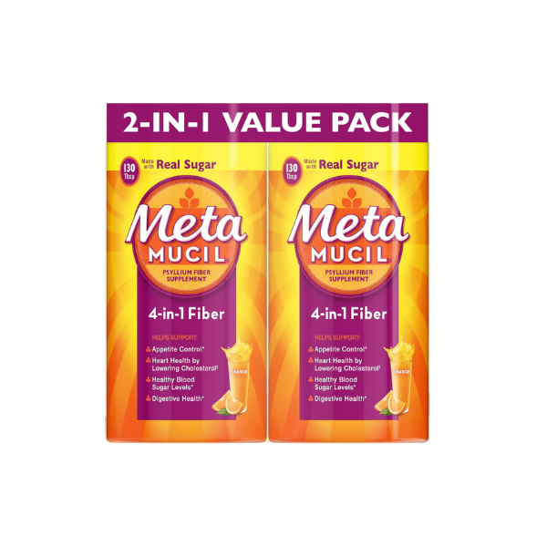 Metamucil Psyllium 4in1 Fiber Supplement Powder, Orange, 55 oz., 2 pk.