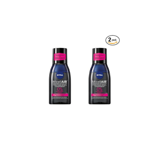 NIVEA MicellAir Skin Breathe Eye Makeup Remover 125ml – Removes Waterproof Mascara – Micellar Water with Black Tea & Dry Oil – Gentle Formula for Sensitive Eyes, Pack of 2
