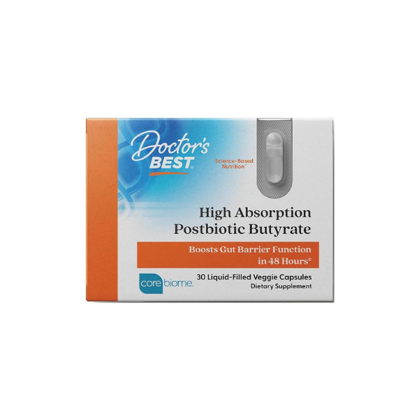 Doctor's BEST Postbiotic Butyrate Gut Health, Vegan, 30 Liquid Veggie Caps