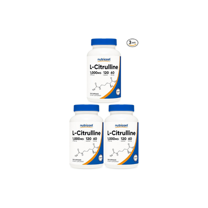 Nutricost L-Citrulline 500mg, 120 Capsules - Gluten Free, Non-GMO, 1000mg Per Serving (60 Serv) (Pack of 3)