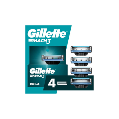Gillette Mach3 Razor Blade Refill ,Manual Razor Men , 4 count