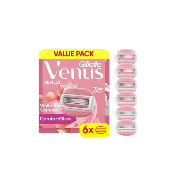 Venus ComfortGlide 3 White Tea Women's Razor Blade Refills, 6 Count