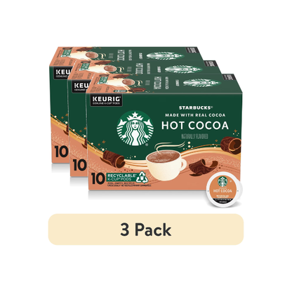 (3 pack) Starbucks Hot Cocoa, Made with Real Cocoa, K-Cup Coffee Pods, 10 Count