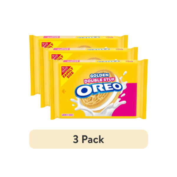 (3 pack) OREO Double Stuf Golden Sandwich Cookies, 14.03 oz