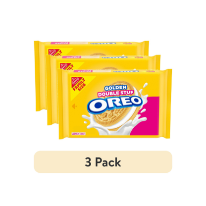 (3 pack) OREO Double Stuf Golden Sandwich Cookies, 14.03 oz