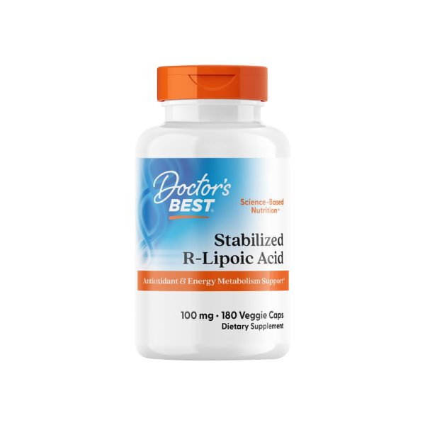 Doctor's BEST Stabilized R-Lipoic Acid Supplement 100 mg, 180 Veg Caps