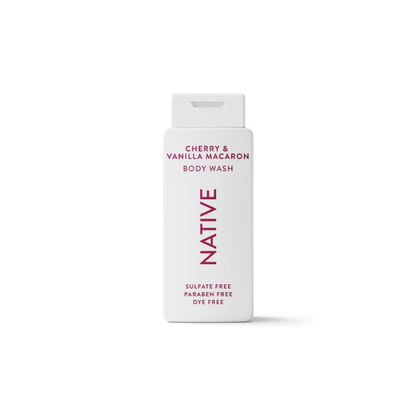 Native Body Wash for Women and Men, Sulfate Free, Cherry & Vanilla Macaron, 18 fl oz