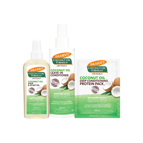 Palmer's Coconut Hair & Scalp Oil + Leave In Conditioner + Protein Pack, Moisture Boost Hair Care Bundle