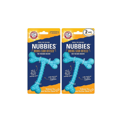 Arm & Hammer Nubbies, Dog Chew Toy - TriBone, Peanut Butter, 2 Pack