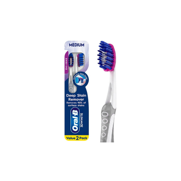 Oral-B Toothbrush Pack, Pro Whitening Manual Toothbrush, Medium Bristles, 2 Count