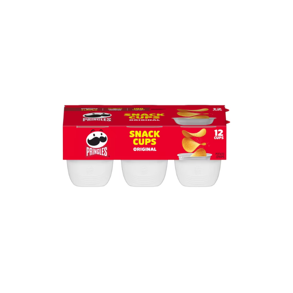 Pringles Potato Crisps Chips, Lunch Snacks, Snack Cups, Original, 8oz Tray (12 Cups)