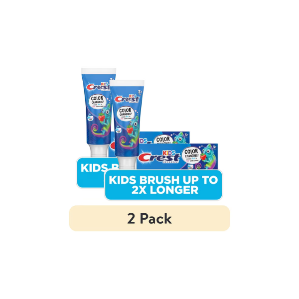 (2 pack) Crest Toothpaste, Advanced Kid's Fluoride Toothpaste, Strawberry Flavor, 4.2 oz, Ages 3+