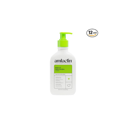 AmLactin Daily Nourish Therapeutic Body Lotion for Dry Skin - No-Scrub Exfoliator and Moisturizer - AmLactin 12% Lactic Acid Lotion, 7.9 oz (Packaging May Vary) (Pack of 12)