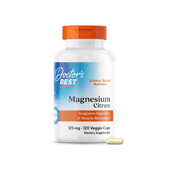 Doctor's Best Magnesium Citrate Supplement, Non-GMO, 120 Veg Capsules
