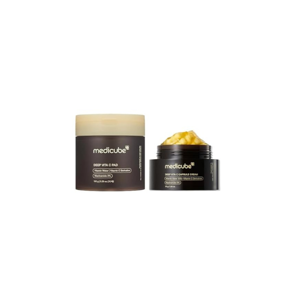 medicube Glow Boosting Duo - Deep Vitamin C Toner Pad and Capsule Cream