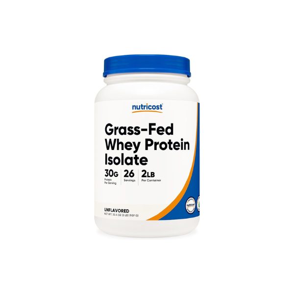 Nutricost Grass-Fed Whey Protein Isolate (Unflavored) 2LBS