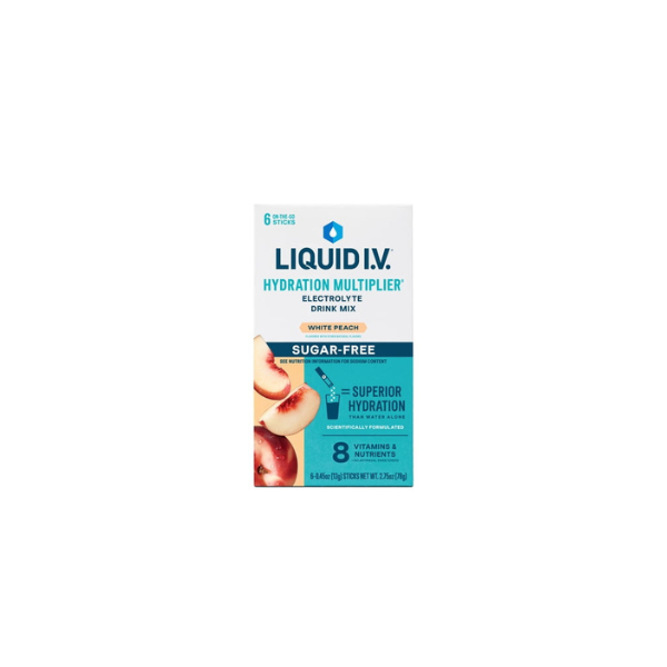 Liquid I.V. White Peach Hydration Multiplier Sugar-Free Powdered Electrolyte Drink Mix, 6 Count Packets
