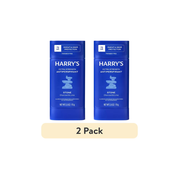 (2 pack) Harry's Extra-Strength Antiperspirant Deodorant for Men, Sweat and Odor Protection, Stone, 2.5 oz