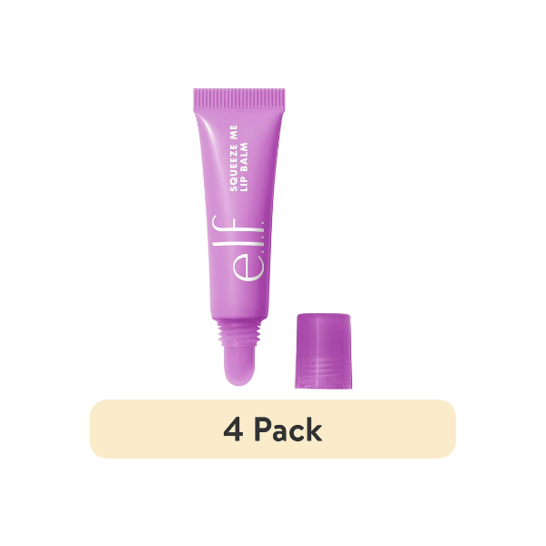 (4 pack) e.l.f. Squeeze Me Lip Balm, Grape, 0.21oz