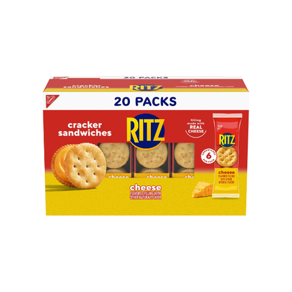 RITZ Cheese Sandwich Crackers, Lunch Snacks, 20 Snack Packs (6 Crackers Per Pack)