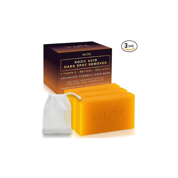 VALITIC Kojic Acid Dark Spot Remover Soap Bars, Turmeric Bar Soaps 3 Pack