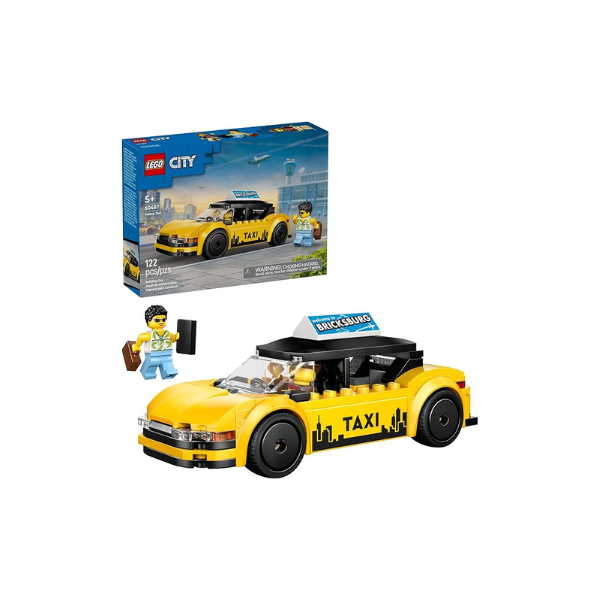 LEGO City Yellow Taxi Car Building Toy for Kids - Pretend Play Set for Boys & Girls, Ages 5+ - Toy Car W/Taxi Driver & Tourist Minifigures - Gift Idea for Birthdays - 60487
