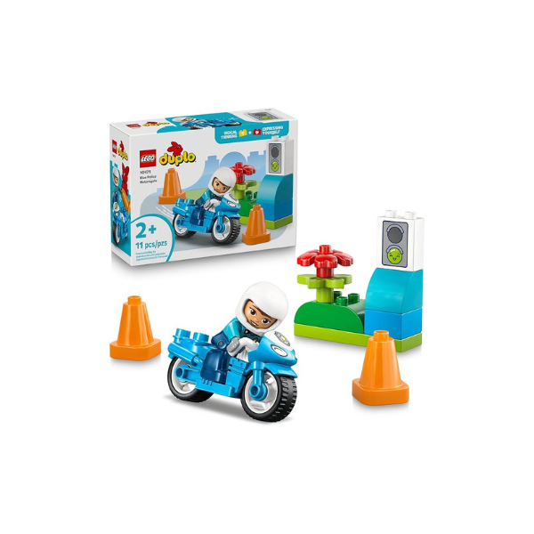 LEGO DUPLO Town Blue Police Motorcycle Building Toy for Toddlers - Pretend Play Set & Learning Toy for Boys & Girls, Ages 2+ - Building Blocks for Motor Skills Practice - Gift for Birthdays - 10471