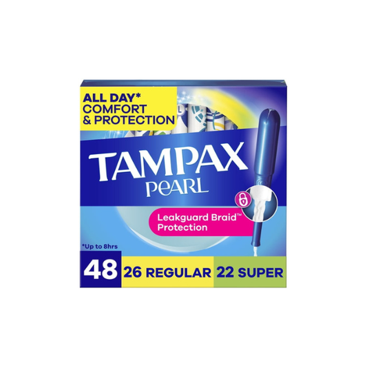 (2 pack) Tampax Pearl Tampons Multipack, with LeakGuard Braid, Regular/Super Absorbency, Unscented, 48 Count