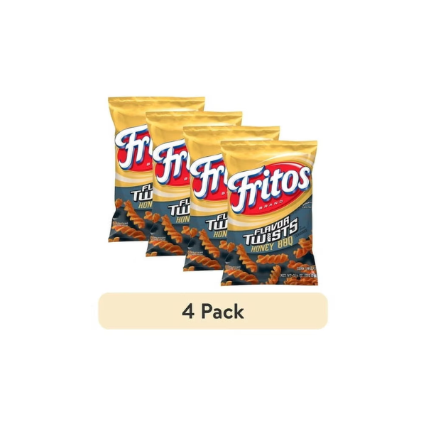 (4 pack) Fritos Flavor Twists Honey BBQ Flavor Corn Snacks, 9.25 Ounce Bag