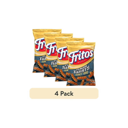 (4 pack) Fritos Flavor Twists Honey BBQ Flavor Corn Snacks, 9.25 Ounce Bag